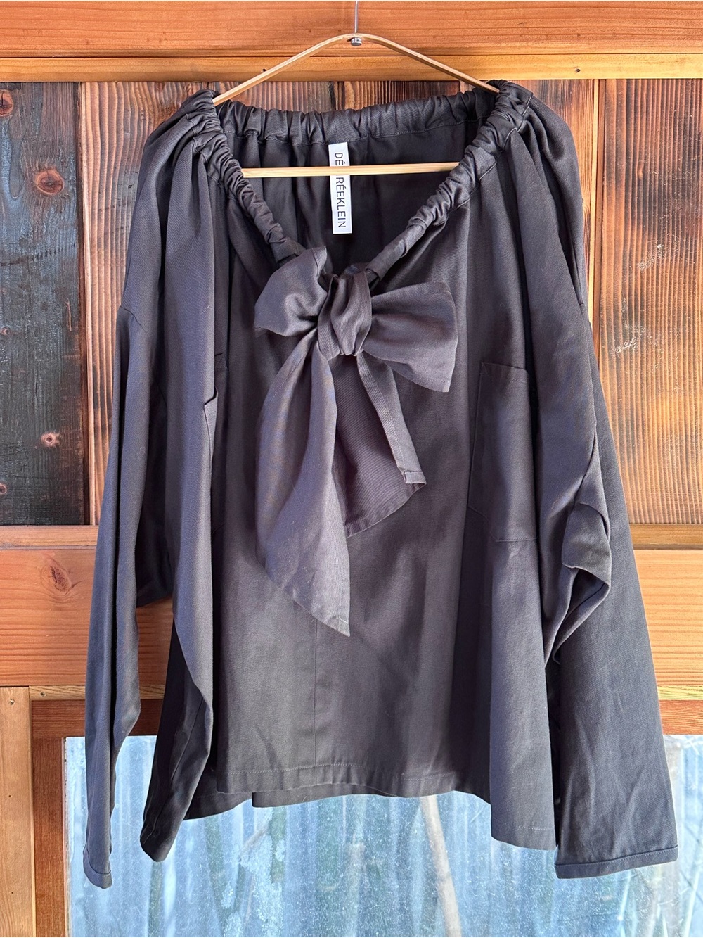 Black Bow-Tie Long Sleeve Blouse
